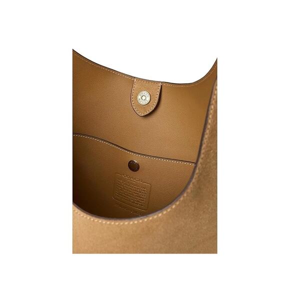 Coach Suede Brooklyn Shoulder Bag 39 Tan Hobo Leather Handbag - Picture 3 of 3